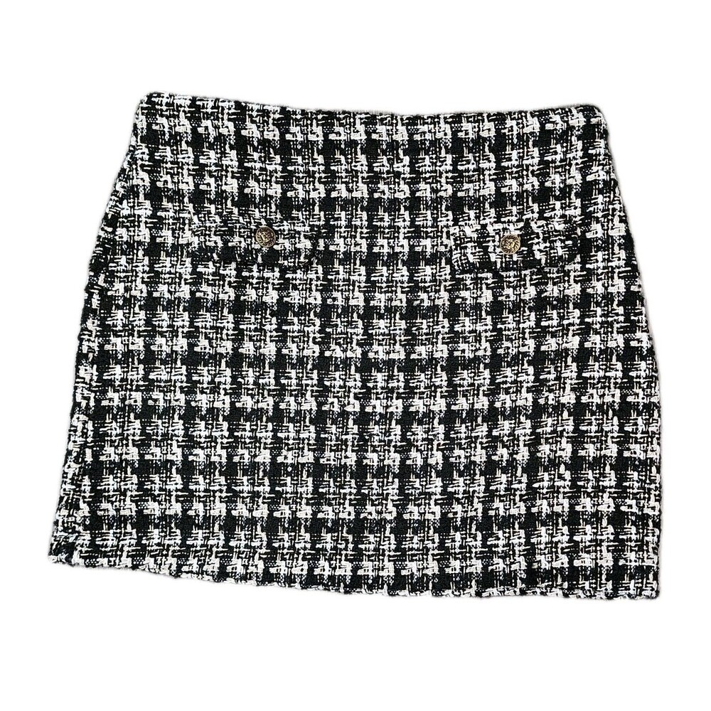 Blu Pepper Mid Rise Tweed Mini Pencil Skirt Large